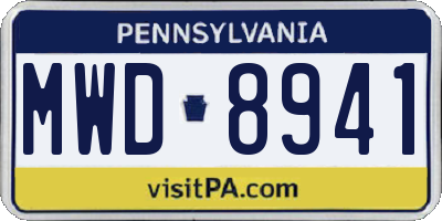 PA license plate MWD8941