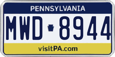 PA license plate MWD8944