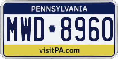 PA license plate MWD8960