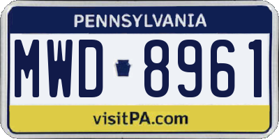 PA license plate MWD8961