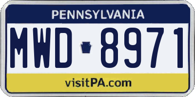 PA license plate MWD8971