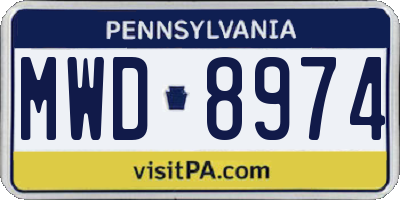 PA license plate MWD8974