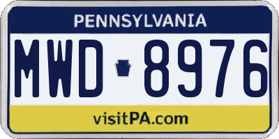 PA license plate MWD8976