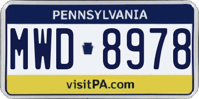 PA license plate MWD8978
