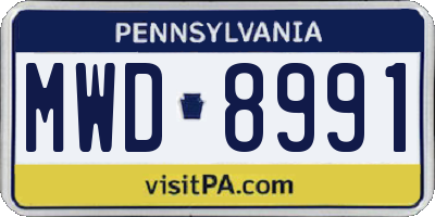 PA license plate MWD8991