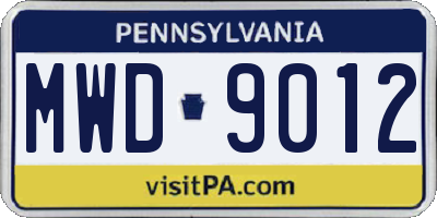 PA license plate MWD9012