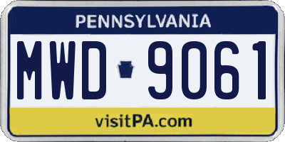 PA license plate MWD9061