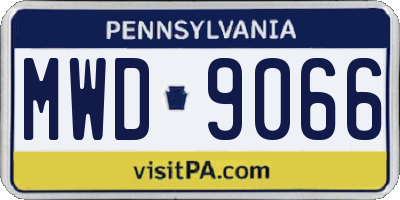 PA license plate MWD9066
