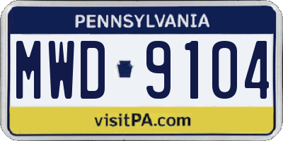PA license plate MWD9104