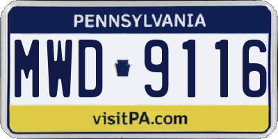 PA license plate MWD9116