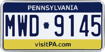 PA license plate MWD9145