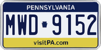 PA license plate MWD9152