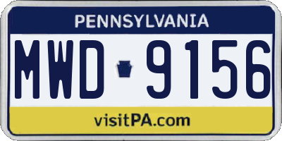 PA license plate MWD9156