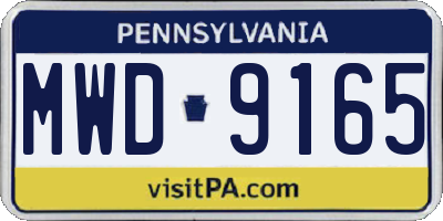 PA license plate MWD9165