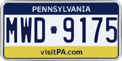 PA license plate MWD9175