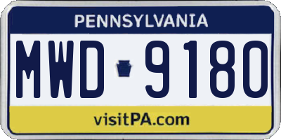 PA license plate MWD9180