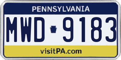 PA license plate MWD9183