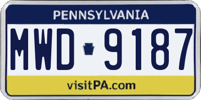 PA license plate MWD9187