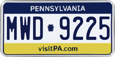 PA license plate MWD9225