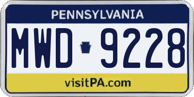 PA license plate MWD9228