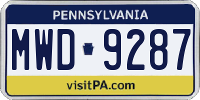 PA license plate MWD9287