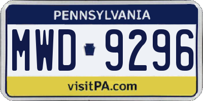 PA license plate MWD9296