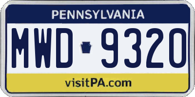 PA license plate MWD9320