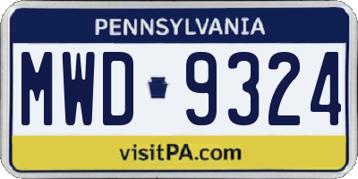 PA license plate MWD9324