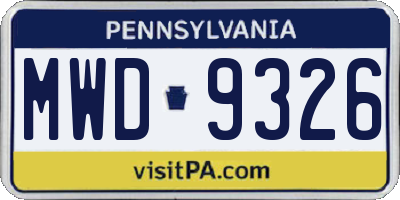 PA license plate MWD9326