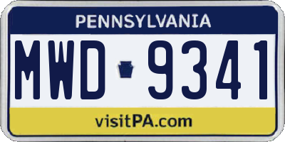 PA license plate MWD9341