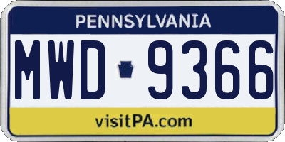PA license plate MWD9366