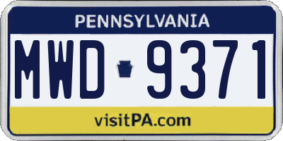 PA license plate MWD9371