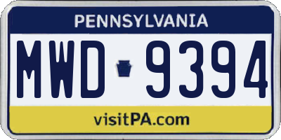 PA license plate MWD9394
