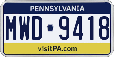 PA license plate MWD9418