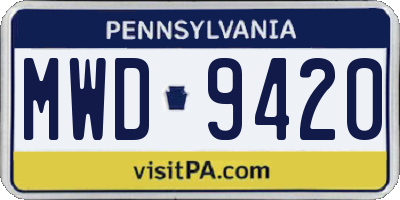 PA license plate MWD9420