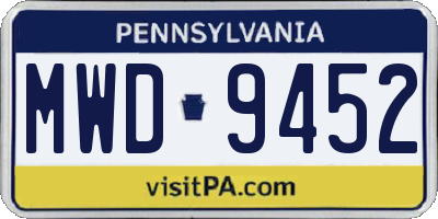 PA license plate MWD9452