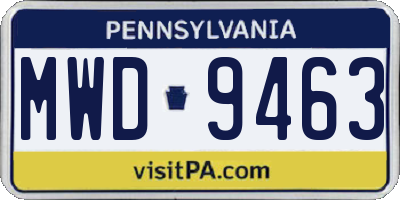 PA license plate MWD9463