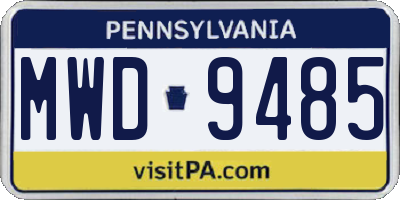 PA license plate MWD9485