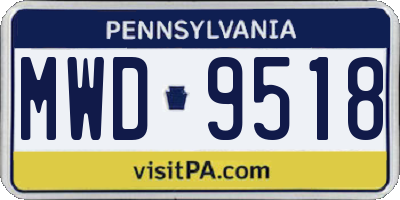 PA license plate MWD9518