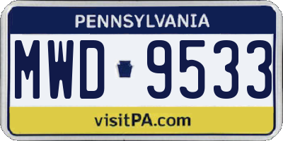 PA license plate MWD9533
