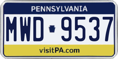 PA license plate MWD9537