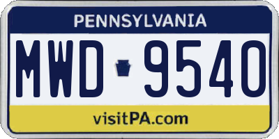 PA license plate MWD9540