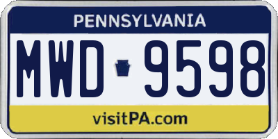 PA license plate MWD9598