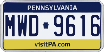 PA license plate MWD9616