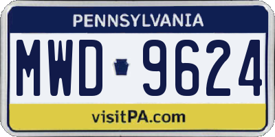 PA license plate MWD9624
