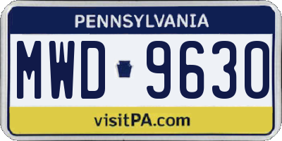 PA license plate MWD9630