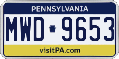 PA license plate MWD9653