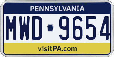 PA license plate MWD9654