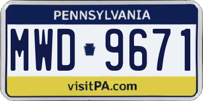 PA license plate MWD9671