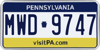 PA license plate MWD9747